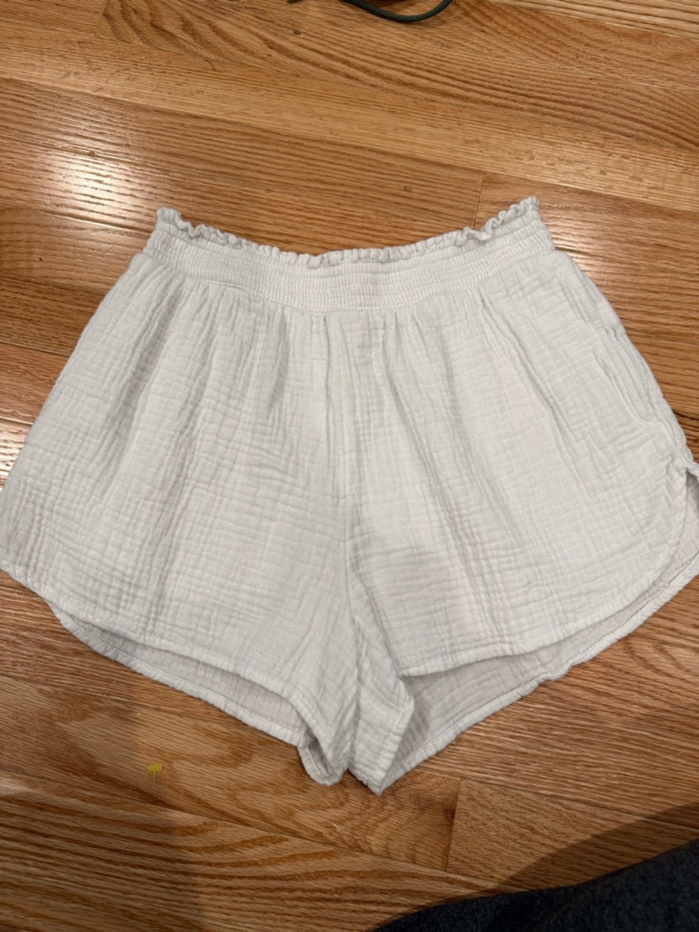 aerie White Gauze High-Waist Lounge Shorts